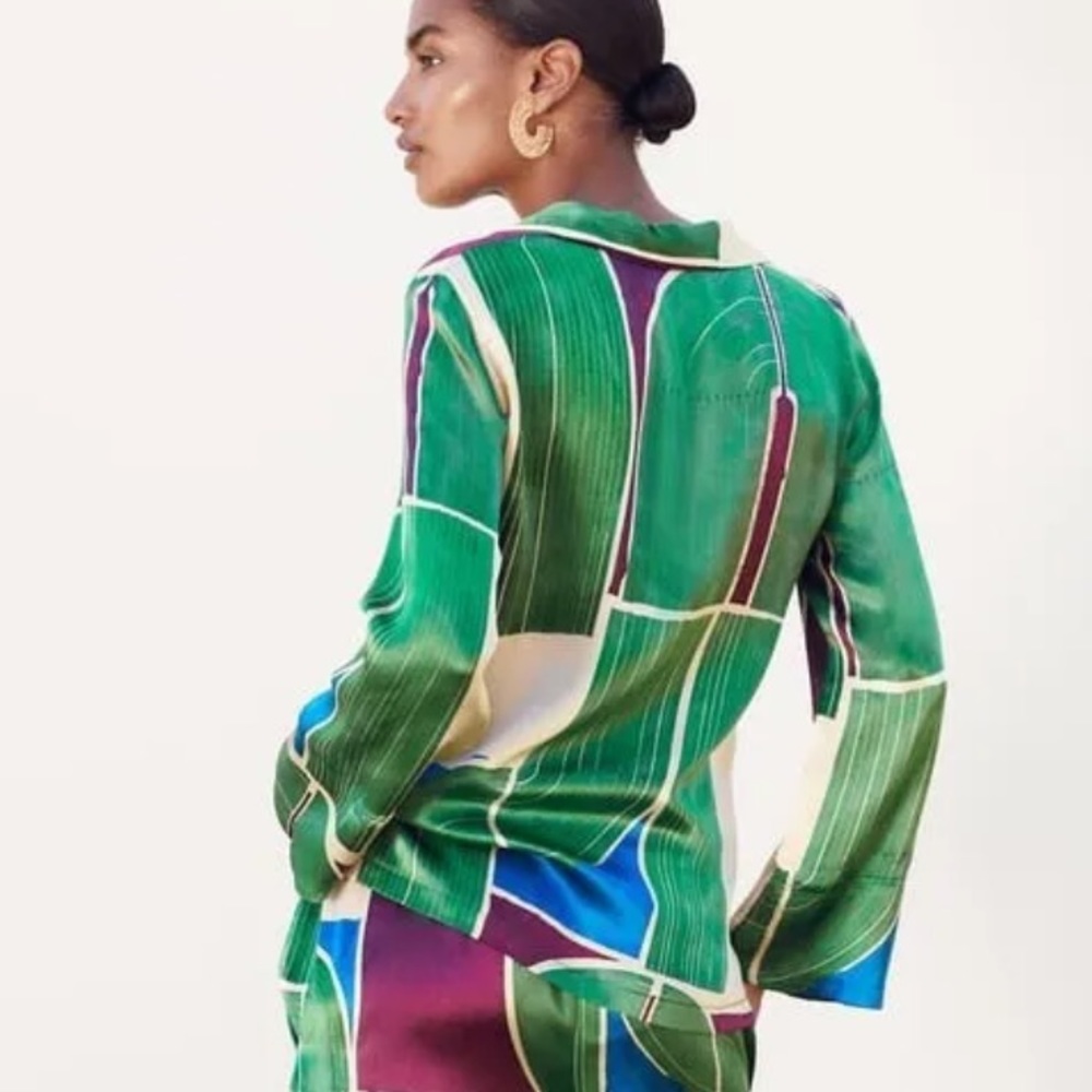 ZARA 100% SILK PRINTED SHIRT - LIMITED EDITION - Picture 7 of 11